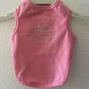 Pink Dog Tank Top with Rhinestone Design